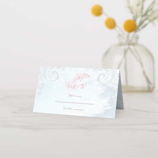 Pink Dolphin Reception Place Card (Front)