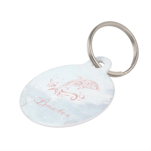 Pink Dolphin Round Pet Tag (Side)
