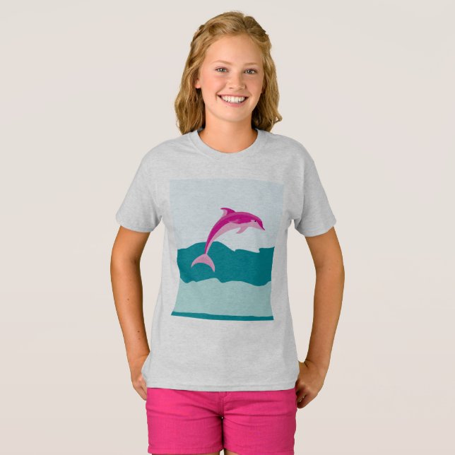 Pink dolphin theme shirt (Front Full)