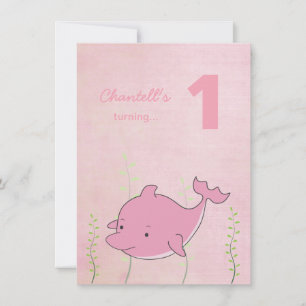 Pink Dolphin Under the Sea Birthday Photo Card