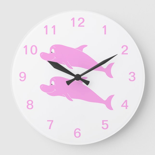 Pink Dolphins. Large Clock (Front)