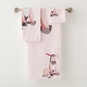Pink Donkey Bath Towel Set