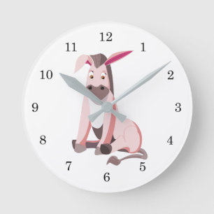 Pink Donkey Fun Wall Clock - Painting