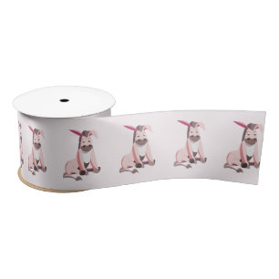 Pink Donkey Funny Ribbon Satin Ribbon