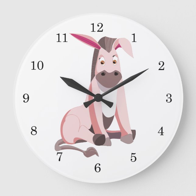 Pink Donkey Large Clock (Front)