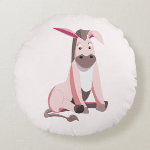 Pink Donkey Round Pillow