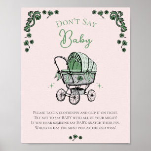 Pink Don't Say Baby Winter Baby Shower Game Poster