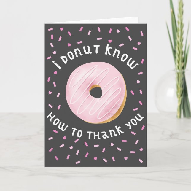 Pink Donut and Sprinkles Thank You Card (Front)