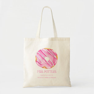 Pink Donut Bakery Donut Promotional Personalized Tote Bag