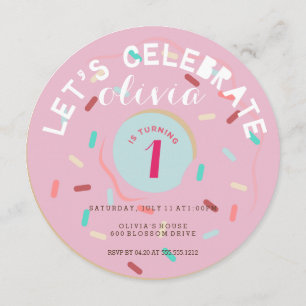 PINK DONUT BIRTHDAY INVITATION