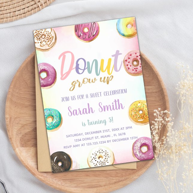 Pink Donut Birthday Invitations (Pink Donut Birthday Invitations)
