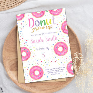 Pink Donut Birthday Invitations