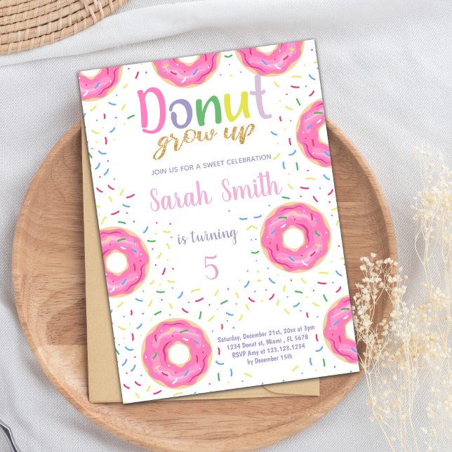 Pink Donut Birthday Invitations (Pink Donut Birthday Invitations)