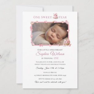 Pink Donut & Candy Theme Birthday Invite