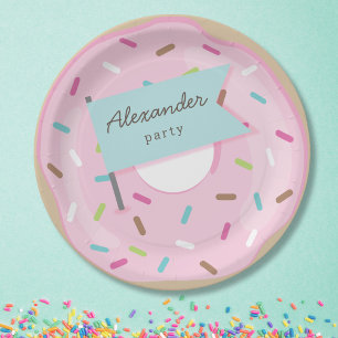PINK DONUT PAPER PLATE