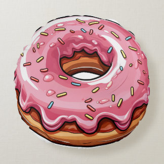 Pink Donut Round Cushion