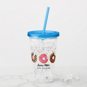 Pink Donut Sprinkles Fun Quote Cute Add Name  Acrylic Tumbler