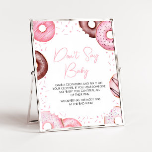 Pink Donuts and Diapers Baby Shower Don't Say Baby Poster