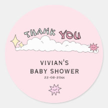 pink Doodle Cloud Thank You