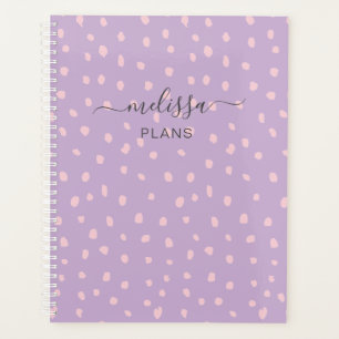 Pink doodle dots personalised planner