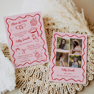 Pink Doodle Graduation Announcement Girl 4 Photos