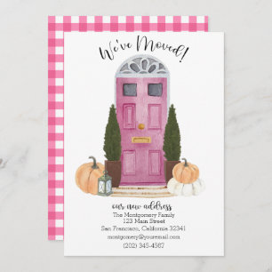 Pink Door Fall Scene Moving Announcement