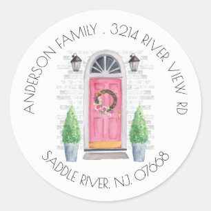 Pink Door   New Home Address Label Sticker
