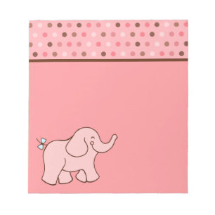 Pink Dot Baby Elephant Notepad