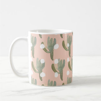 pink dot cactus pattern coffee mug
