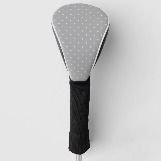 Pink Dot Grey Background Elegant Polka Dot Dotted Golf Head Cover (Front)