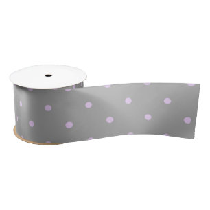 Pink Dot Grey Background Elegant Polka Dot Dotted Satin Ribbon