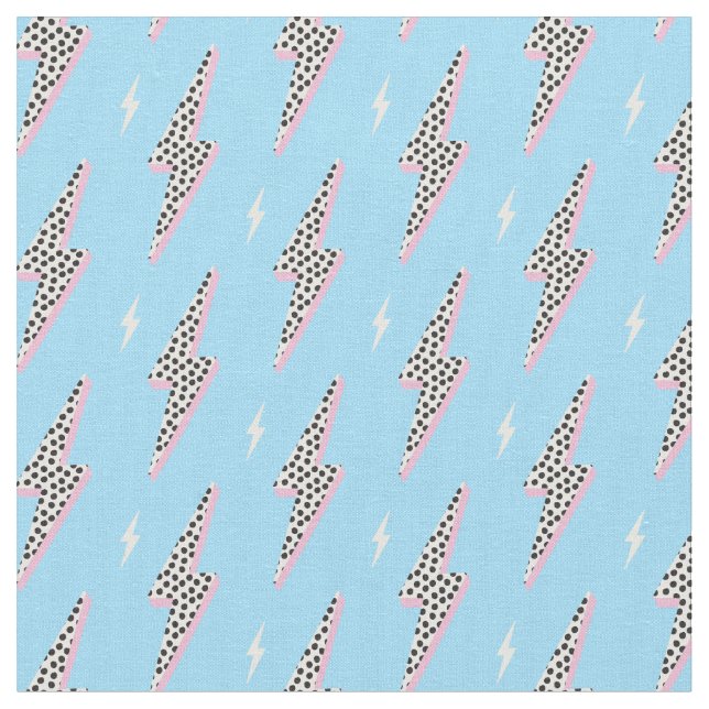 Pink dot lightning bolt  fabric (Close Up)
