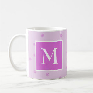 Pink Dot Pattern Girly Monogram Coffee Mug