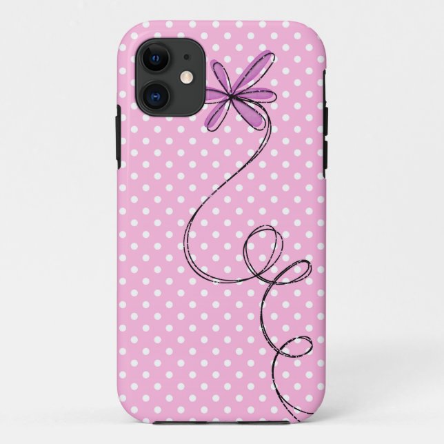 Pink Dots and Daisy Case-Mate iPhone Case (Back)