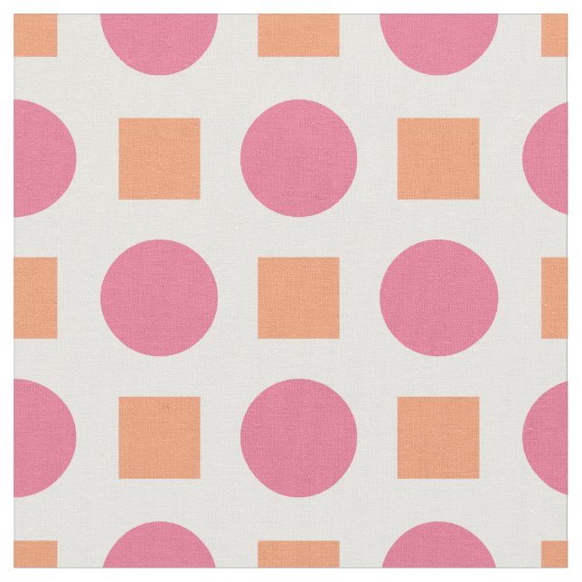Pink dots and orange squares fabric (Close Up)