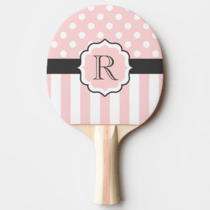 Pink Dots and Stripes Pattern Ping Pong Paddle