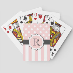 Pink Dots and Stripes Pattern Playing Cards