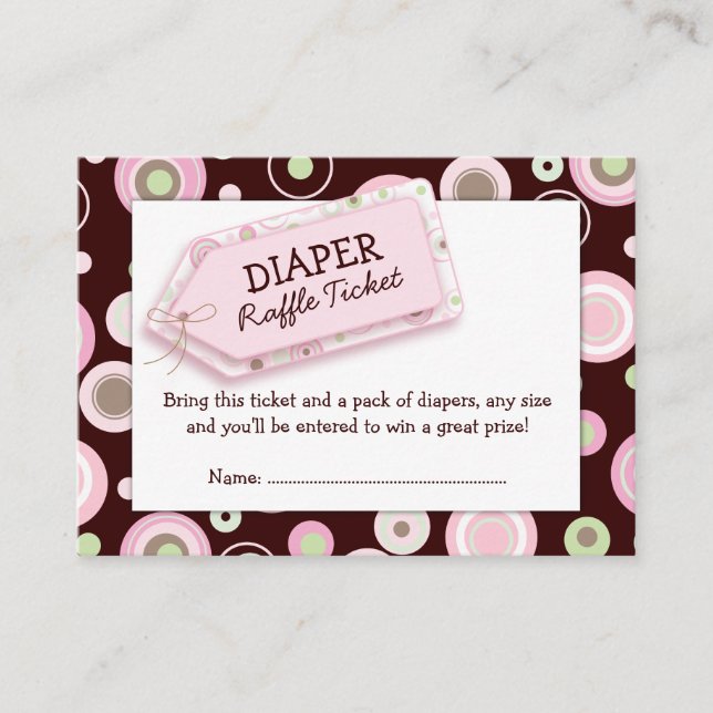 Pink Dots Baby Shower Diaper Raffle Ticket Insert (Front)