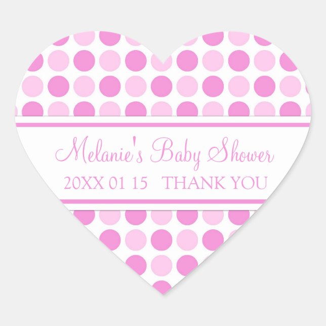 Pink Dots Baby Shower Favour Stickers (Front)