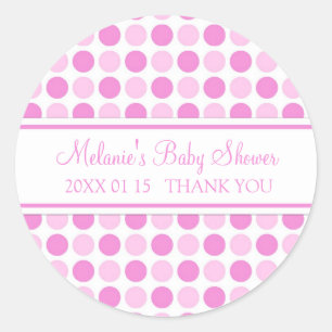 Pink Dots Baby Shower Favour Stickers