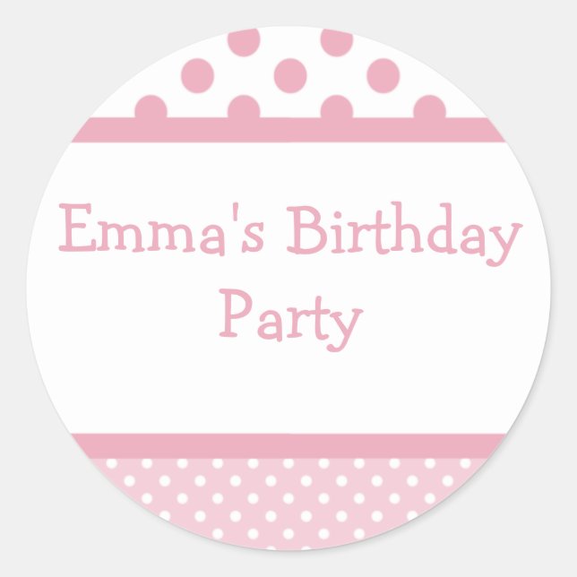 Pink Dots Birthday Favour Sticker (Front)