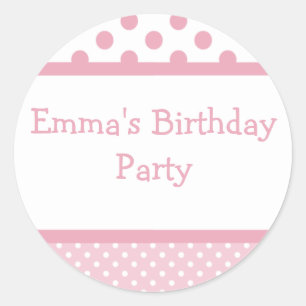 Pink Dots Birthday Favour Sticker