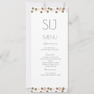 Pink Dots Confetti Gold Wedding Menu
