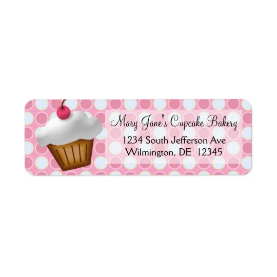 Pink Dots Cupcake Custom Return Address Label