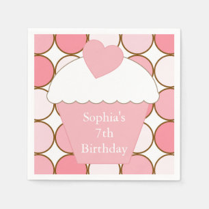 Pink Dots Cupcake Napkin
