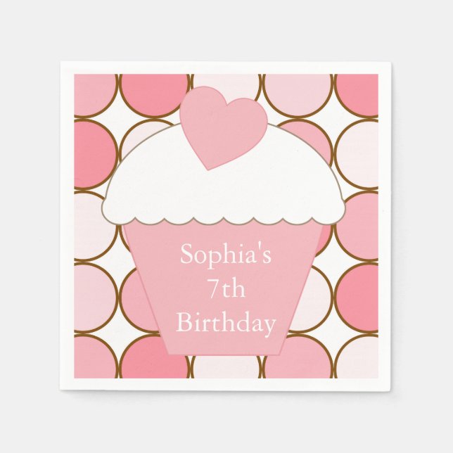 Pink Dots Cupcake Napkin (Front)