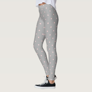 Pink Dots Girly Feminine Circles Happy Easter Grey Leggings