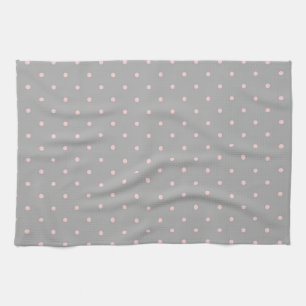 Pink Dots Girly Feminine Circles Happy Easter Grey Tea Towel