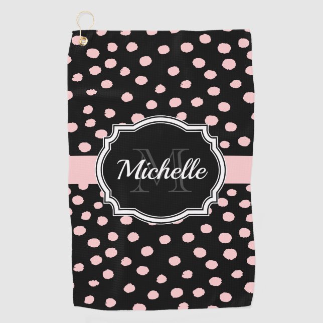 Pink Dots Golf Towel (Front)