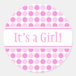 Pink Dots It's a Girl Baby Shower Stickers
